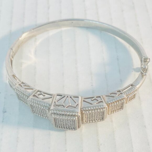 Beautiful Vintage Ornate Sterling Silver Panel Bracelet – Stamped 925 SJD - Picture 5 of 12